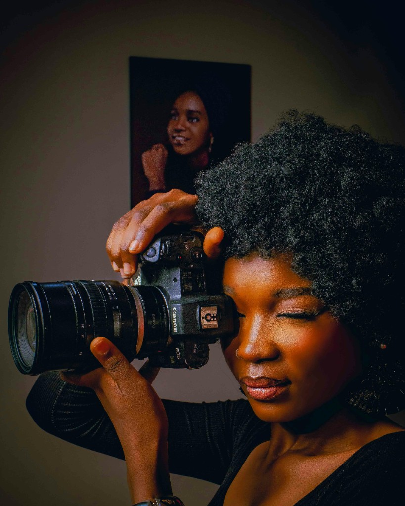 Portrait photography with camera close-up